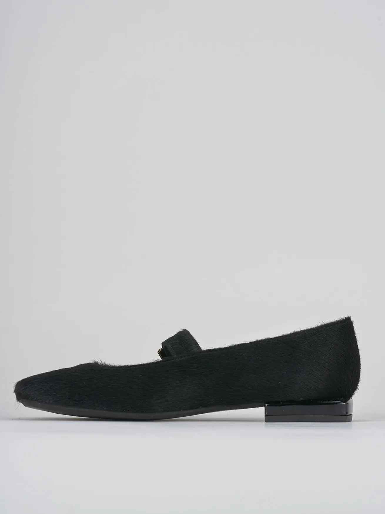 Ballerine tacco 1cm cavallino nero