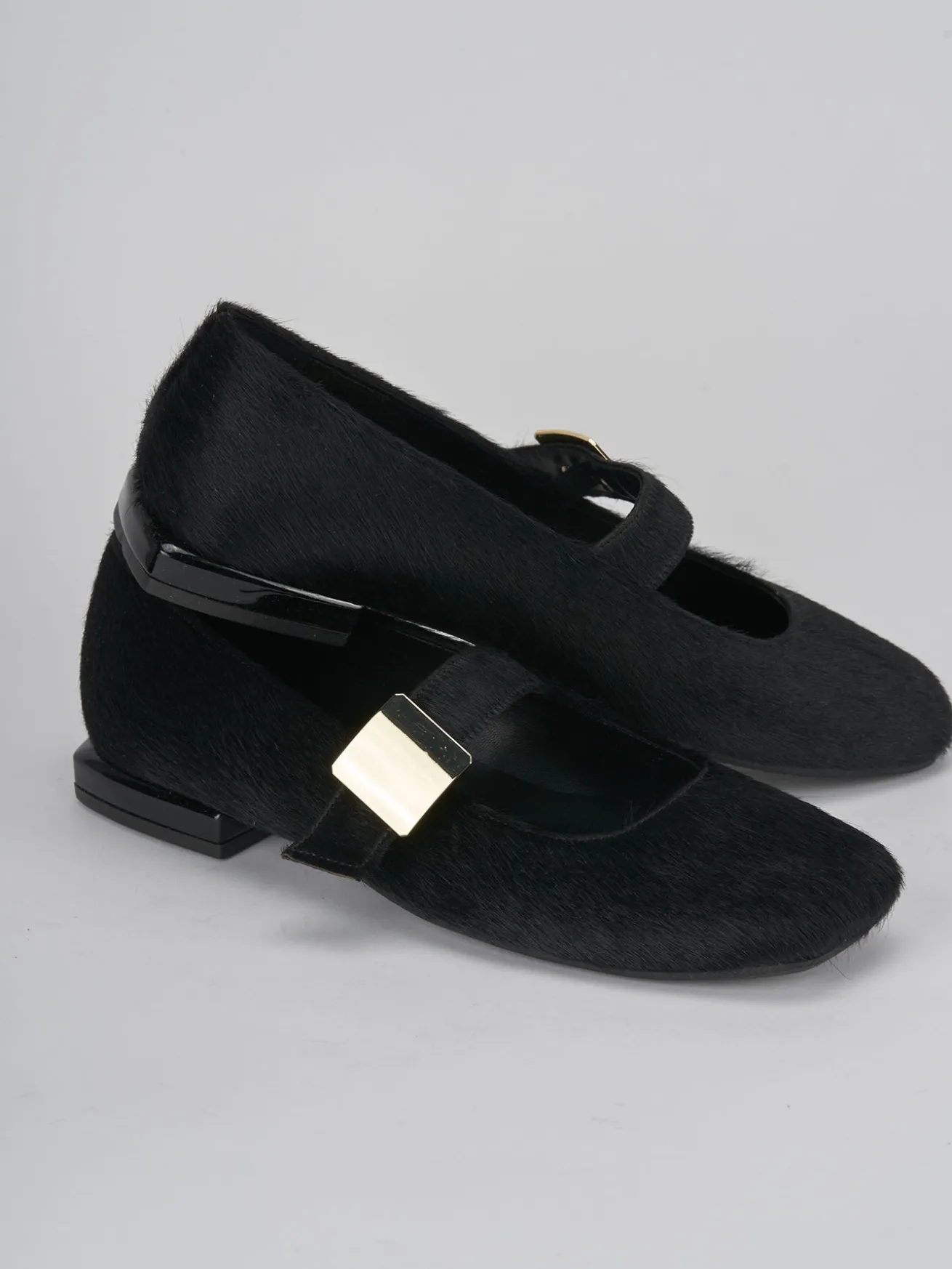 Ballerine tacco 1cm cavallino nero
