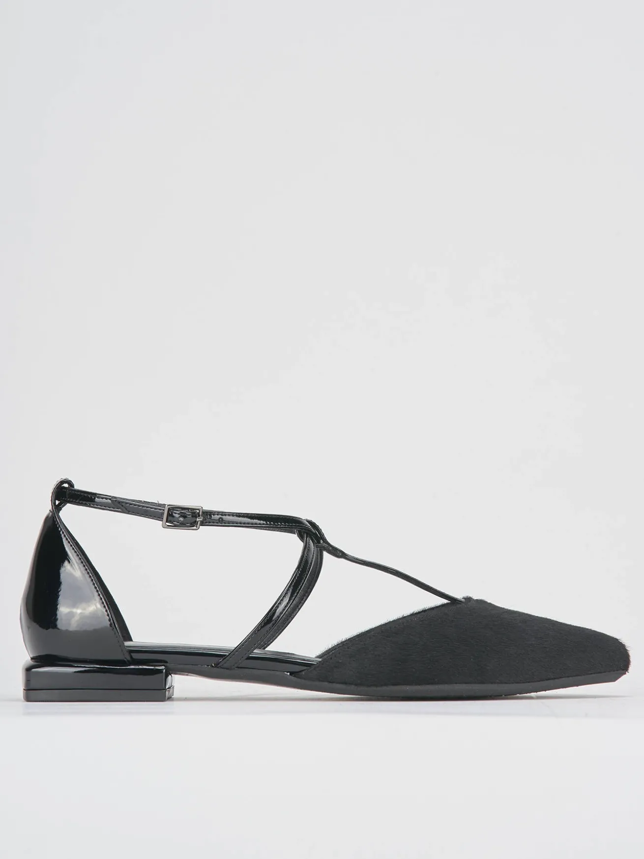 Ballerine tacco 1cm cavallino nero
