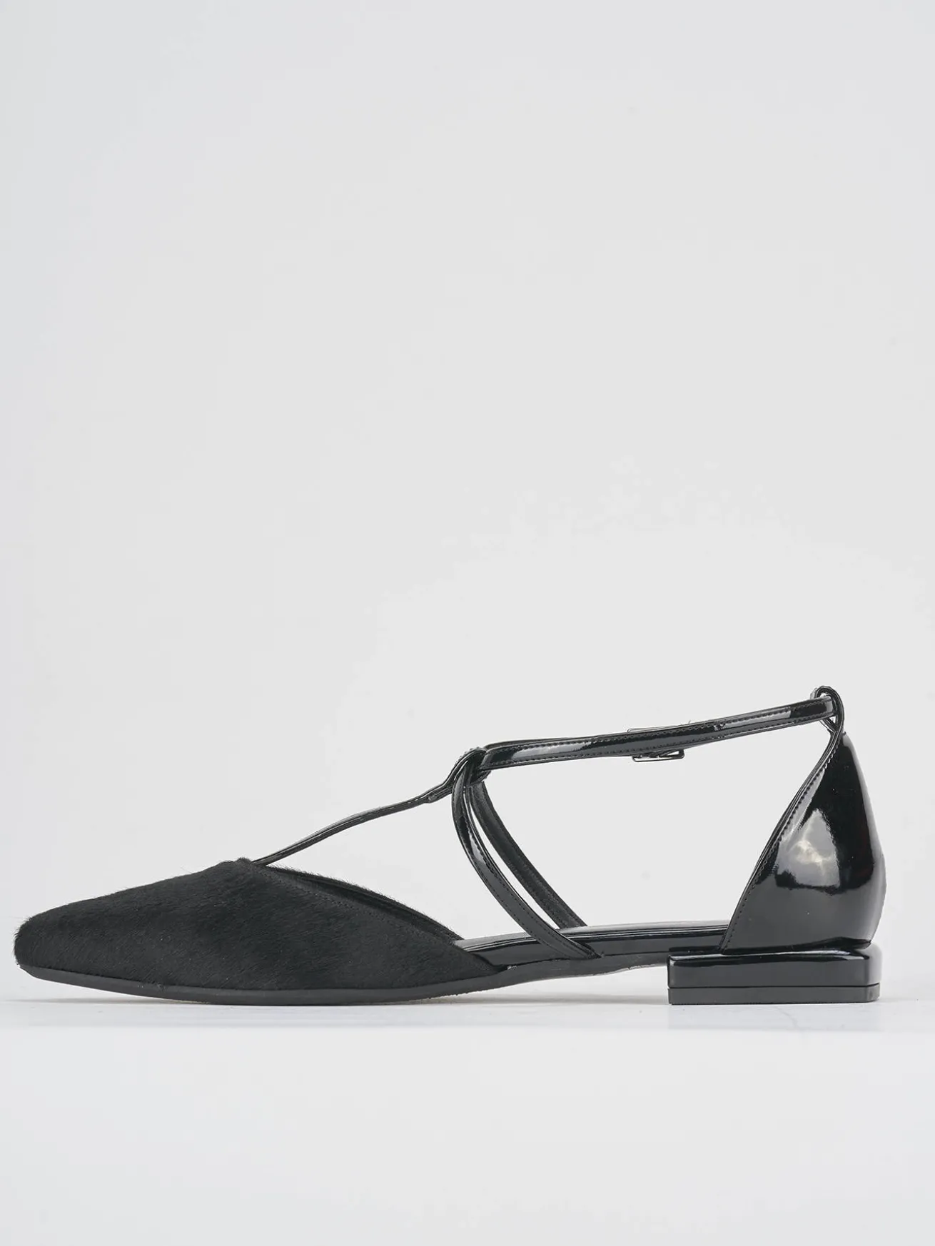 Ballerine tacco 1cm cavallino nero