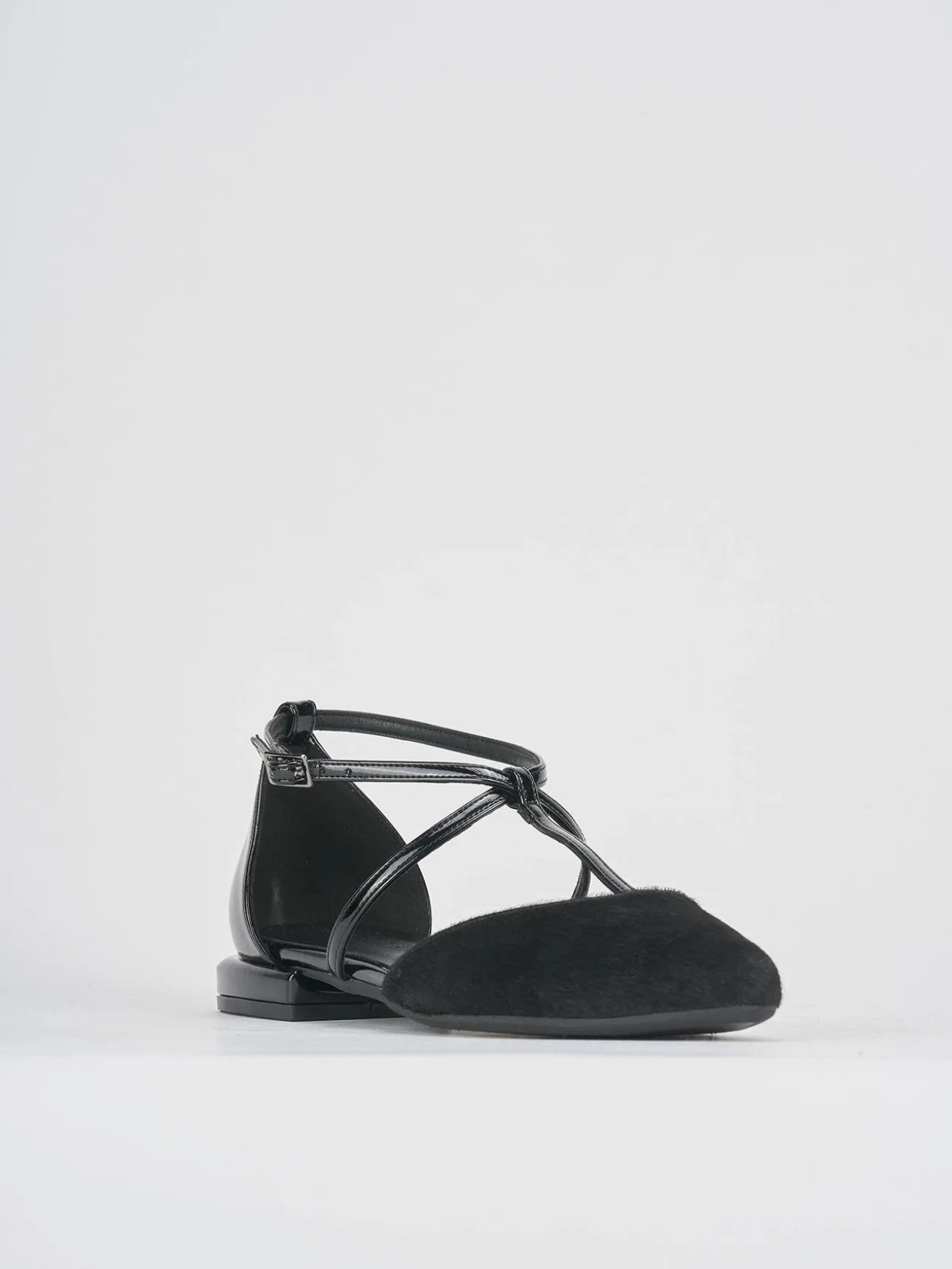 Ballerine tacco 1cm cavallino nero