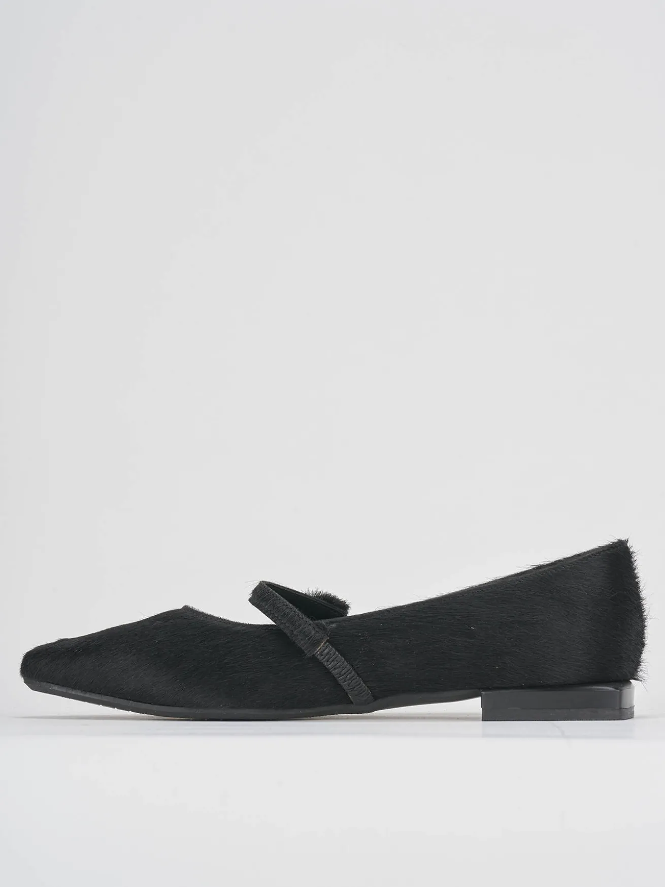 Ballerine tacco 1cm cavallino nero