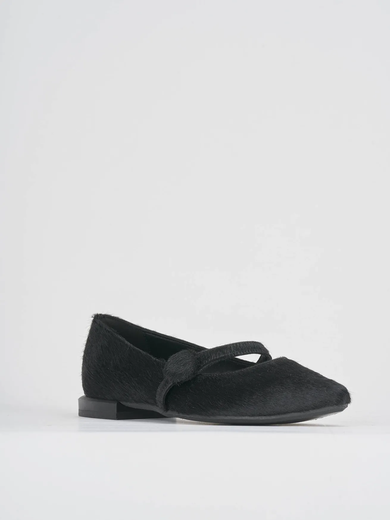 Ballerine tacco 1cm cavallino nero