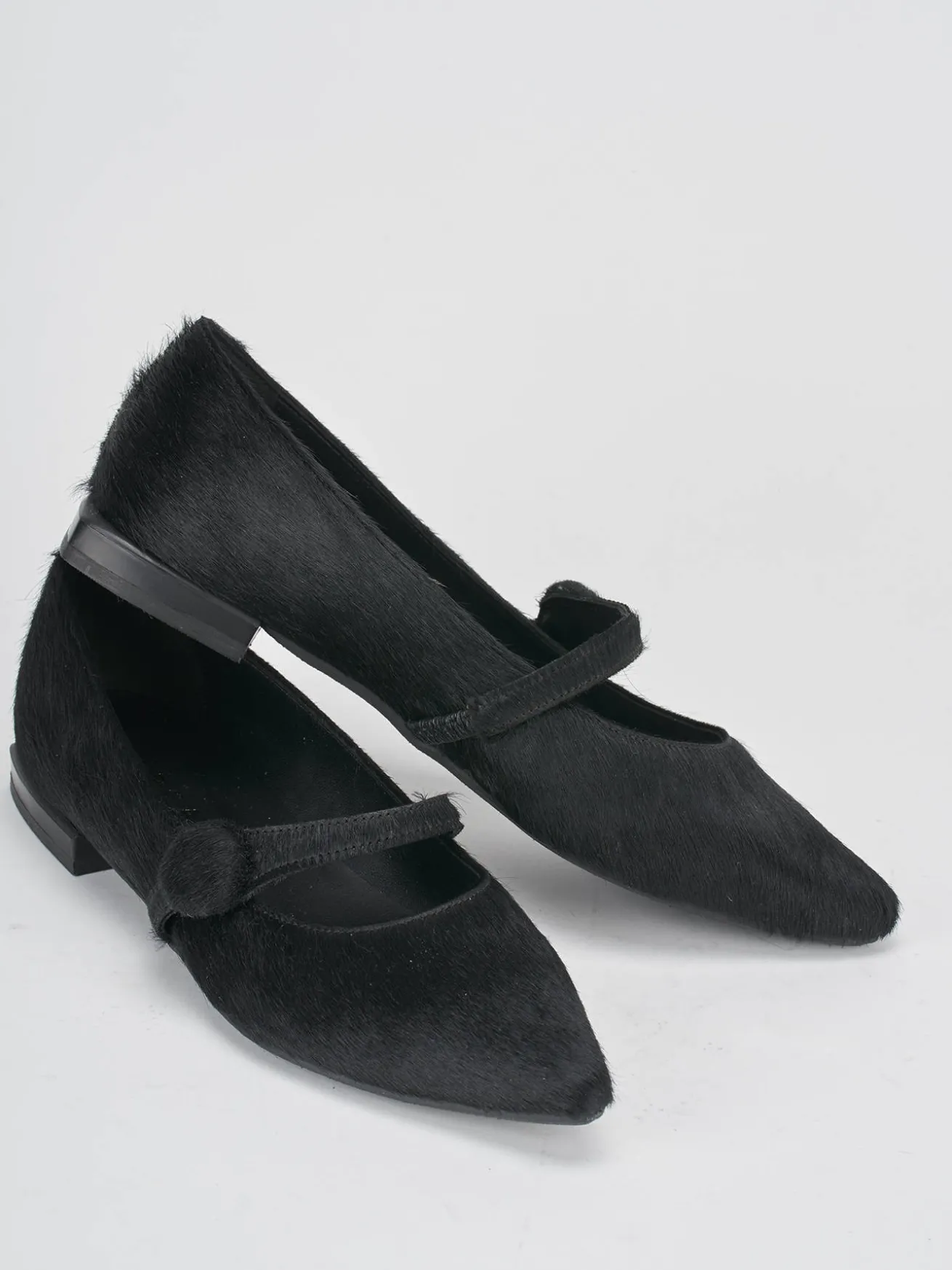 Ballerine tacco 1cm cavallino nero