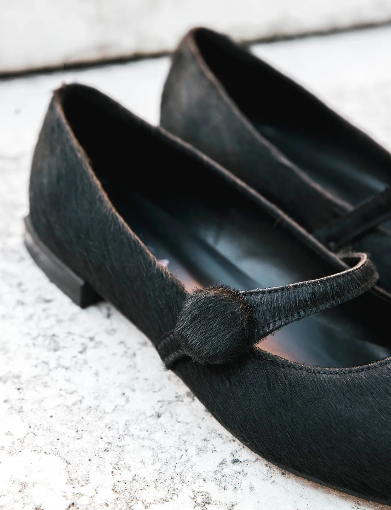 Ballerine tacco 1cm cavallino nero