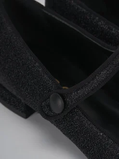 Ballerine tacco 2cm glitter nero