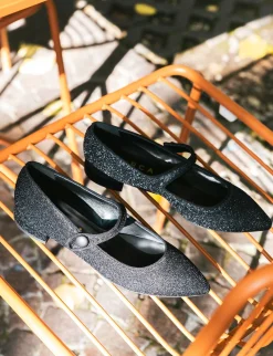 Ballerine tacco 2cm glitter nero