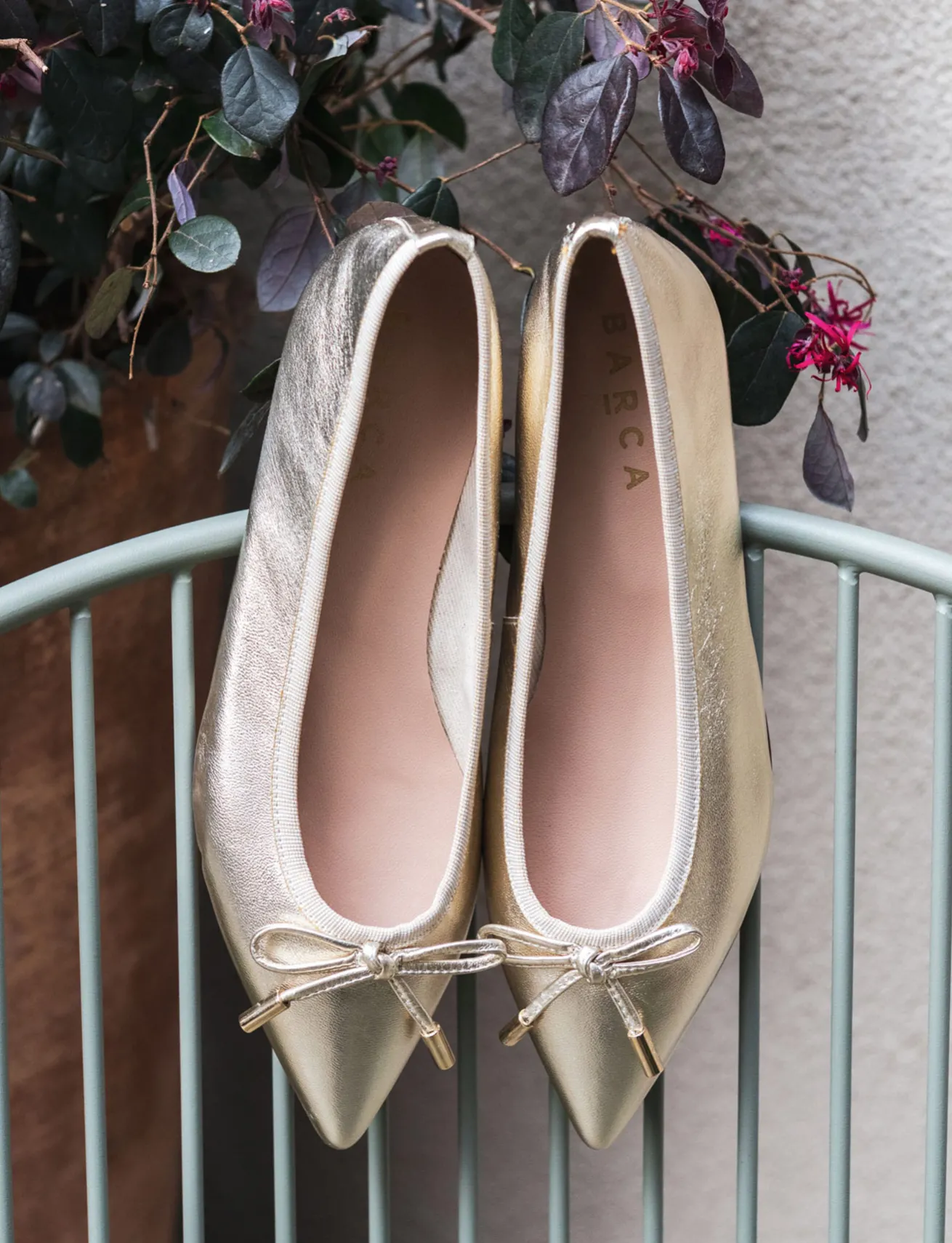 Ballerine tacco 1cm laminato oro