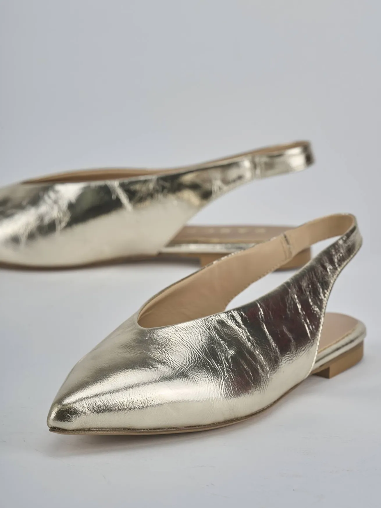 Ballerine tacco 1cm laminato oro