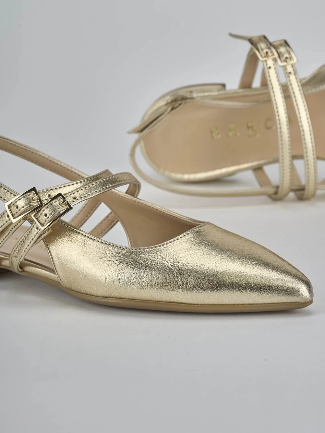 Ballerine tacco 2cm laminato oro