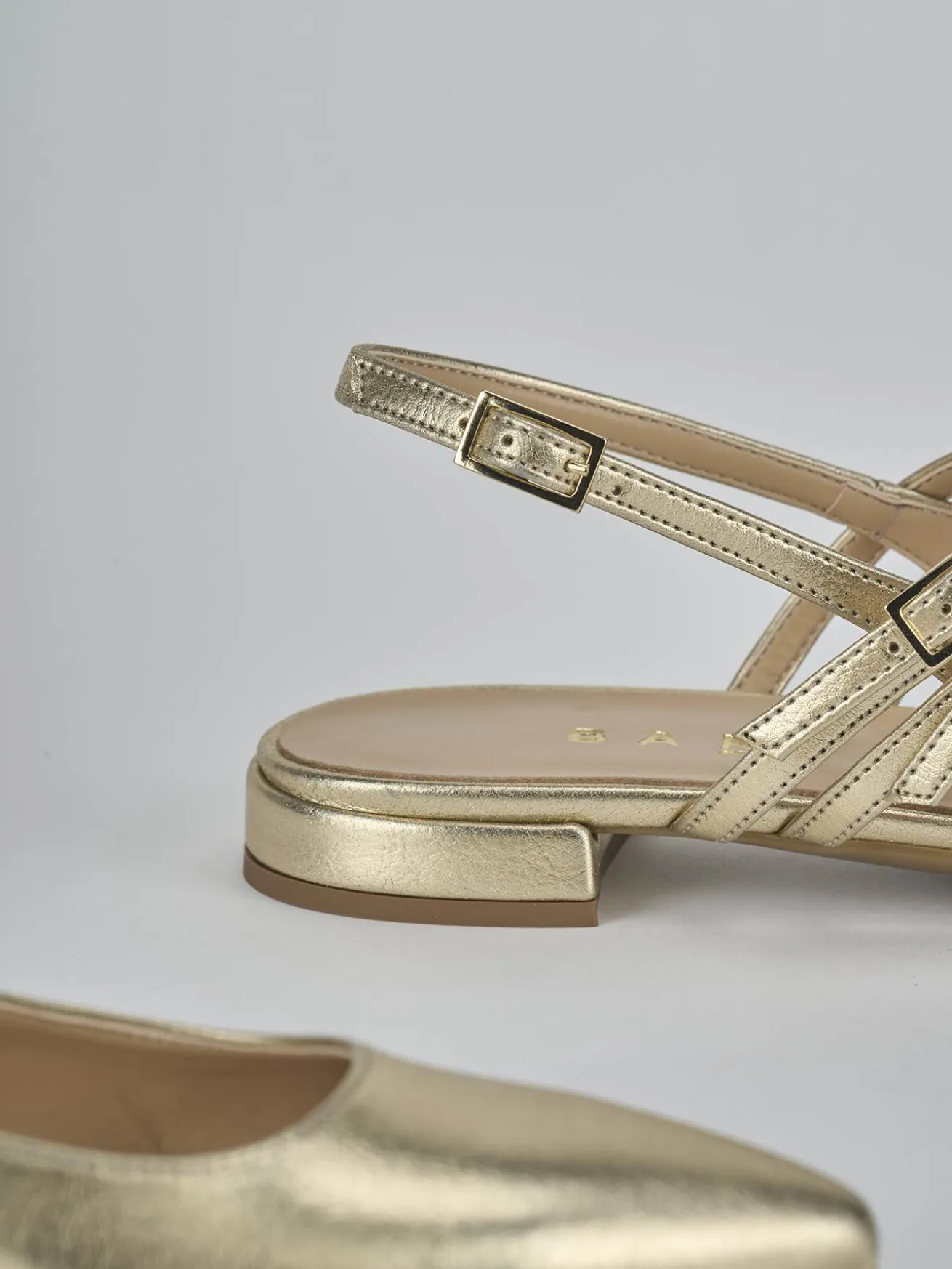 Ballerine tacco 2cm laminato oro