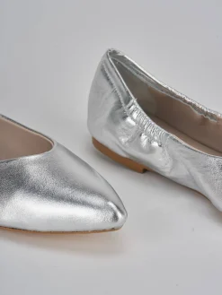 Ballerine tacco 1cm laminato argento
