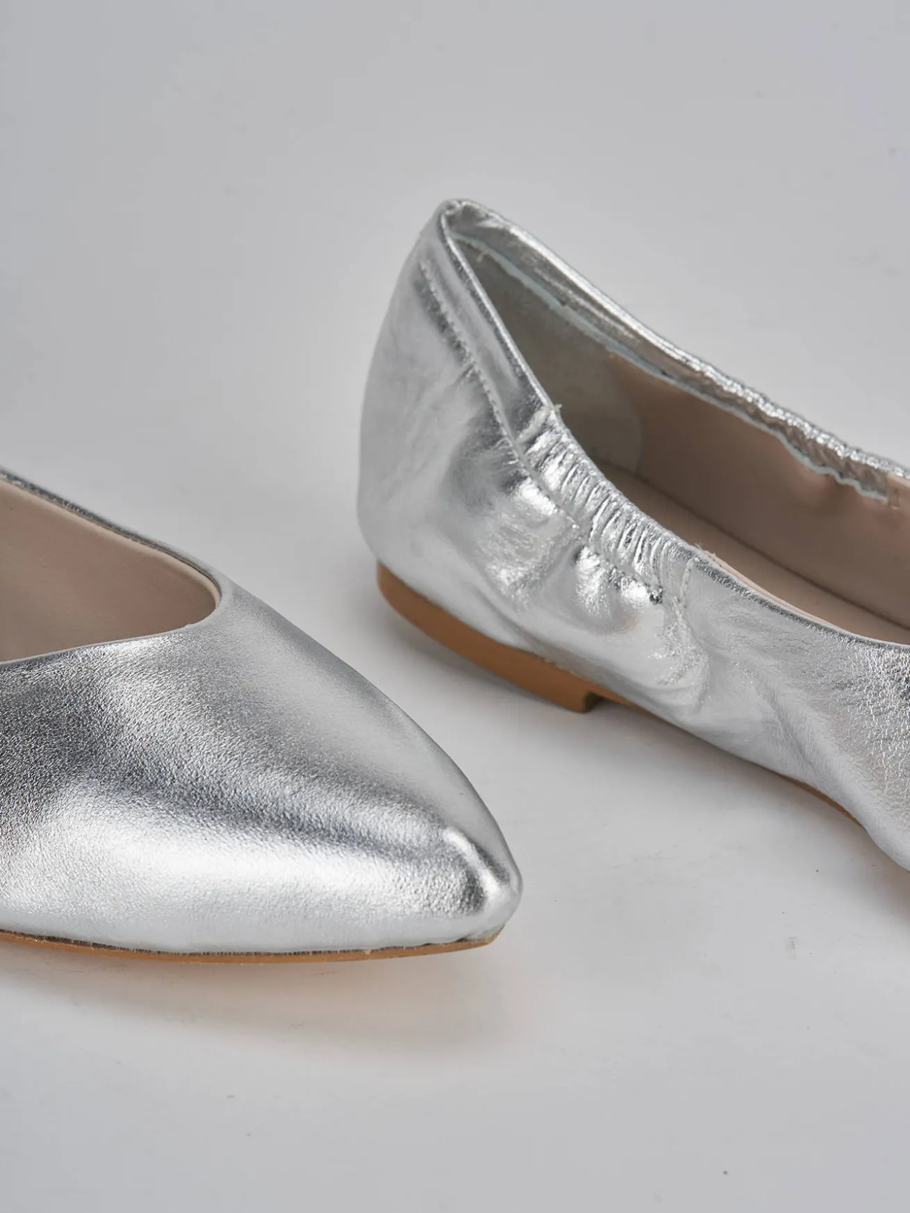Ballerine tacco 1cm laminato argento