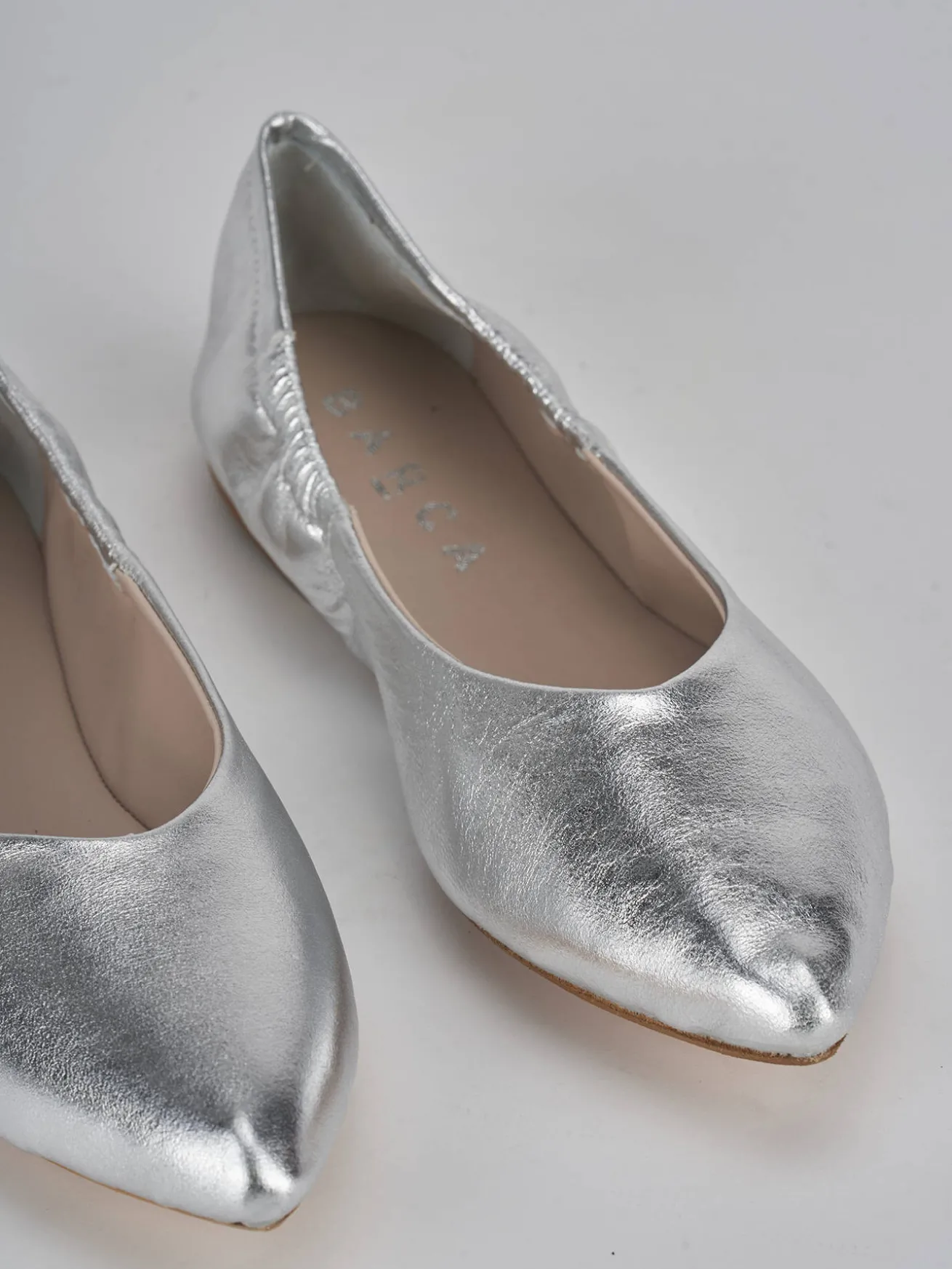 Ballerine tacco 1cm laminato argento