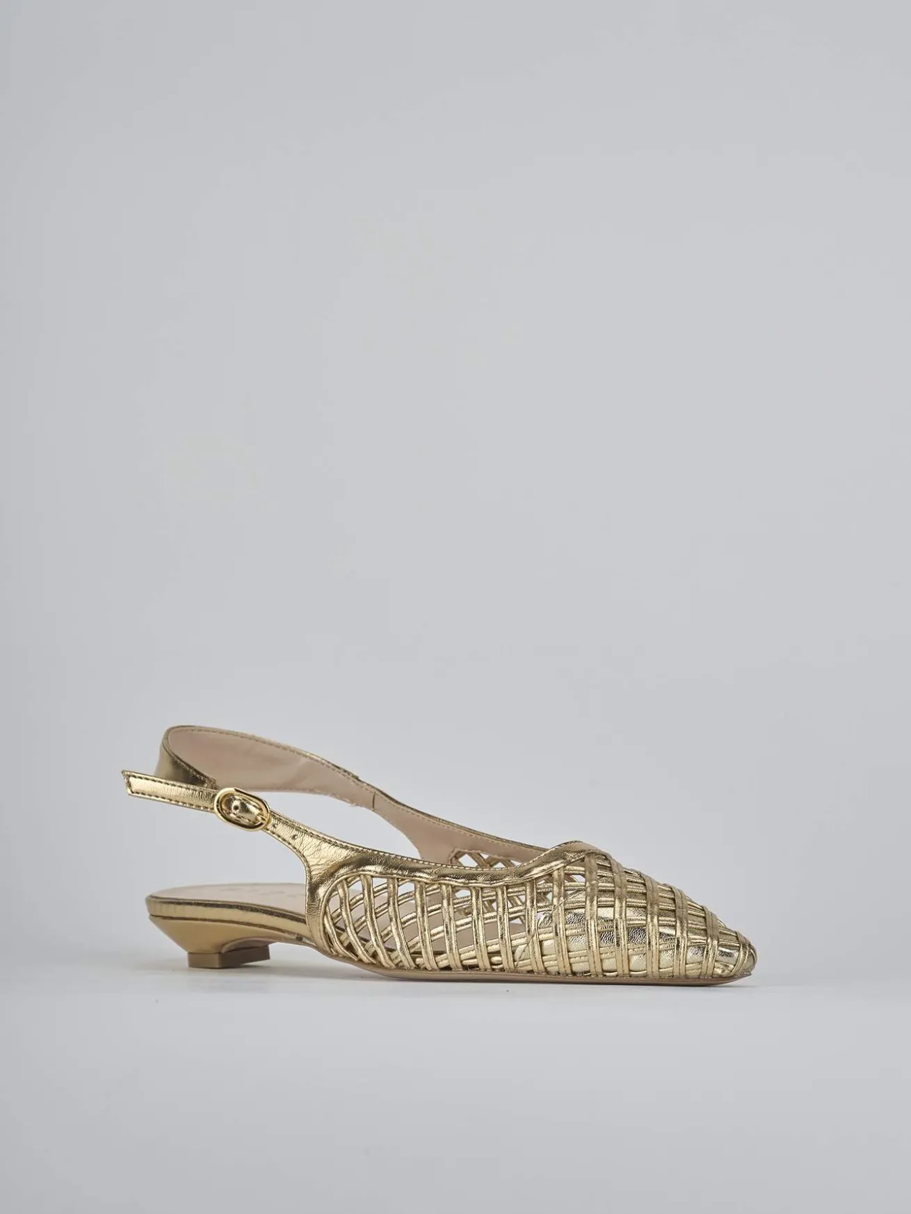 Ballerine tacco 2cm laminato oro