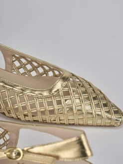 Ballerine tacco 2cm laminato oro