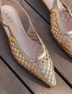 Ballerine tacco 2cm laminato oro