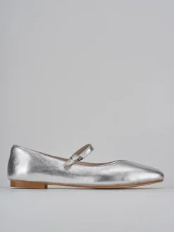 Ballerine tacco 1cm laminato argento