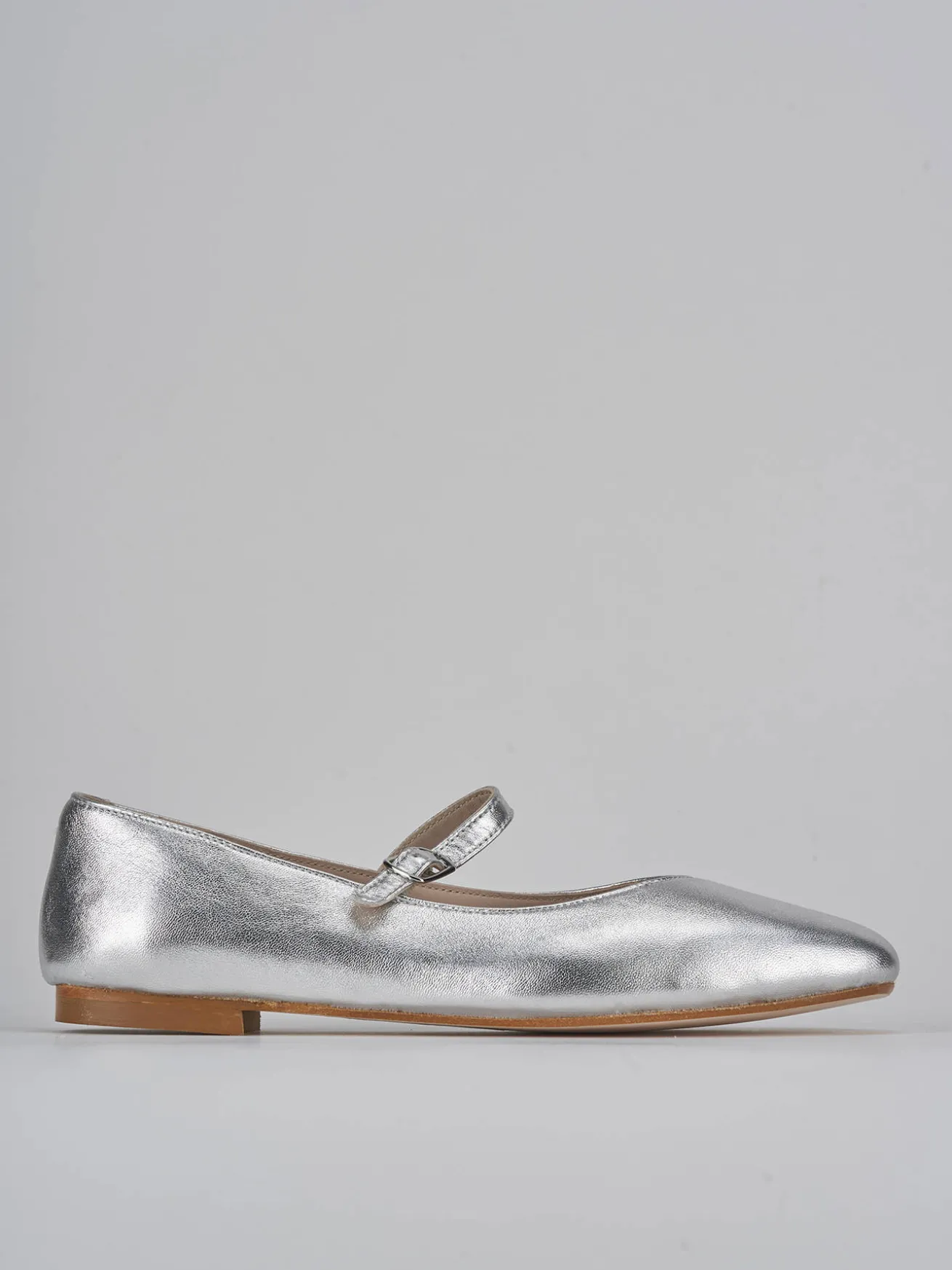 Ballerine tacco 1cm laminato argento