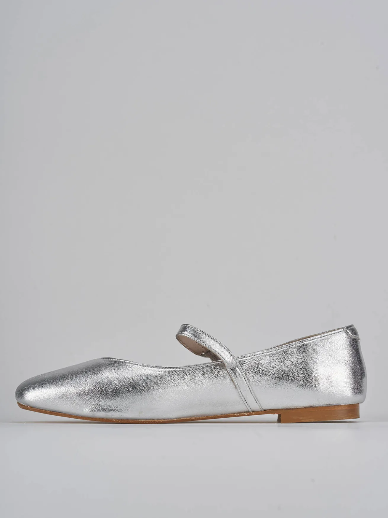 Ballerine tacco 1cm laminato argento