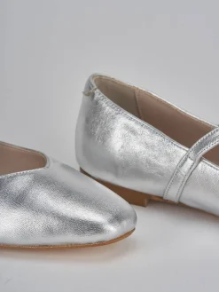 Ballerine tacco 1cm laminato argento