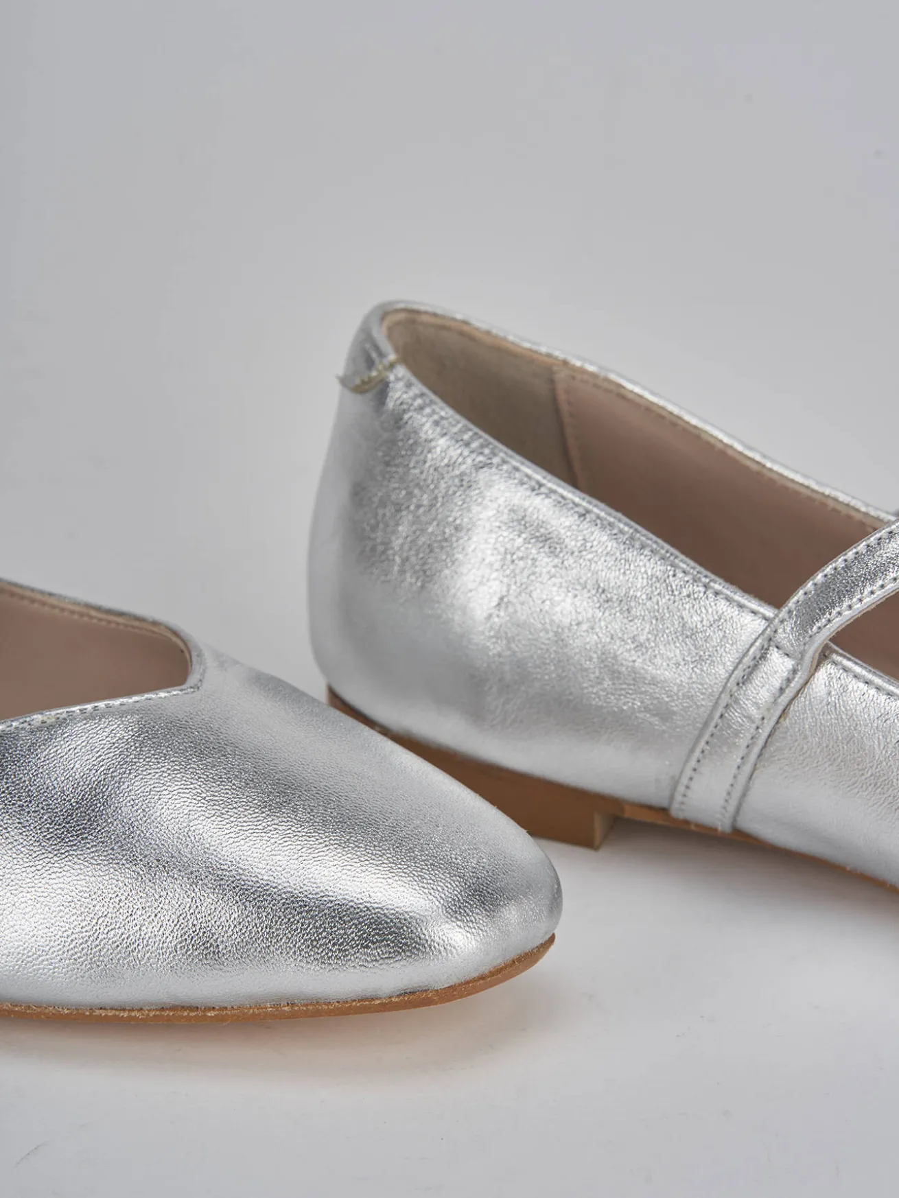 Ballerine tacco 1cm laminato argento