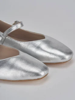 Ballerine tacco 1cm laminato argento