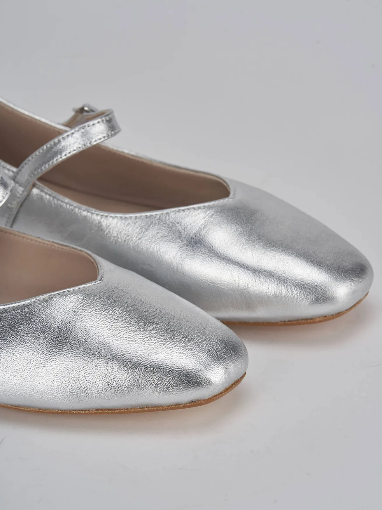 Ballerine tacco 1cm laminato argento