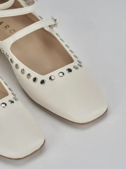 Ballerine tacco 1cm pelle bianco