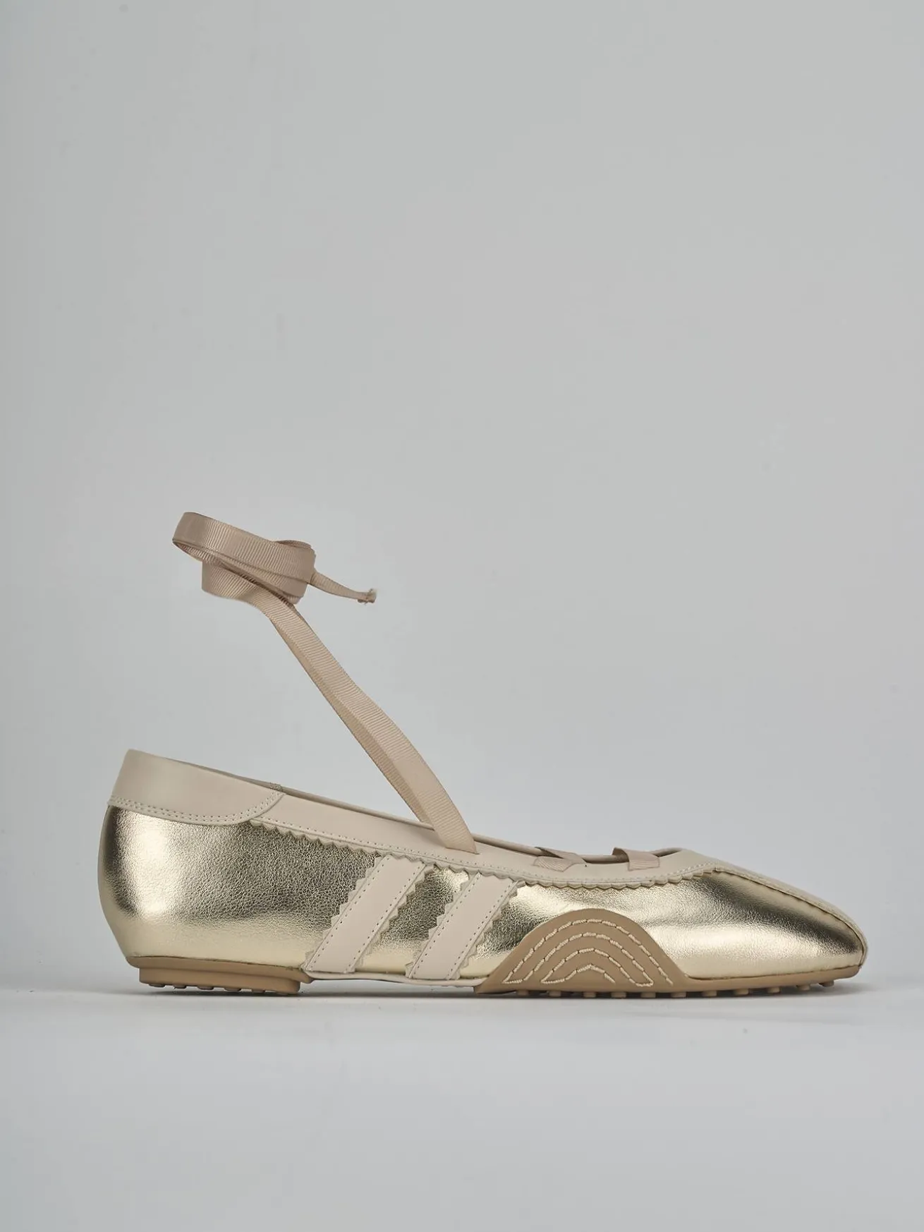 Ballerine tacco 1cm pelle oro