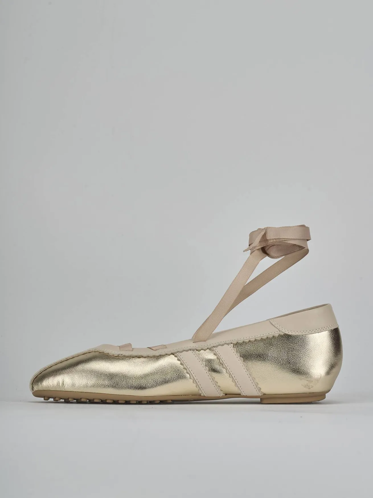 Ballerine tacco 1cm pelle oro