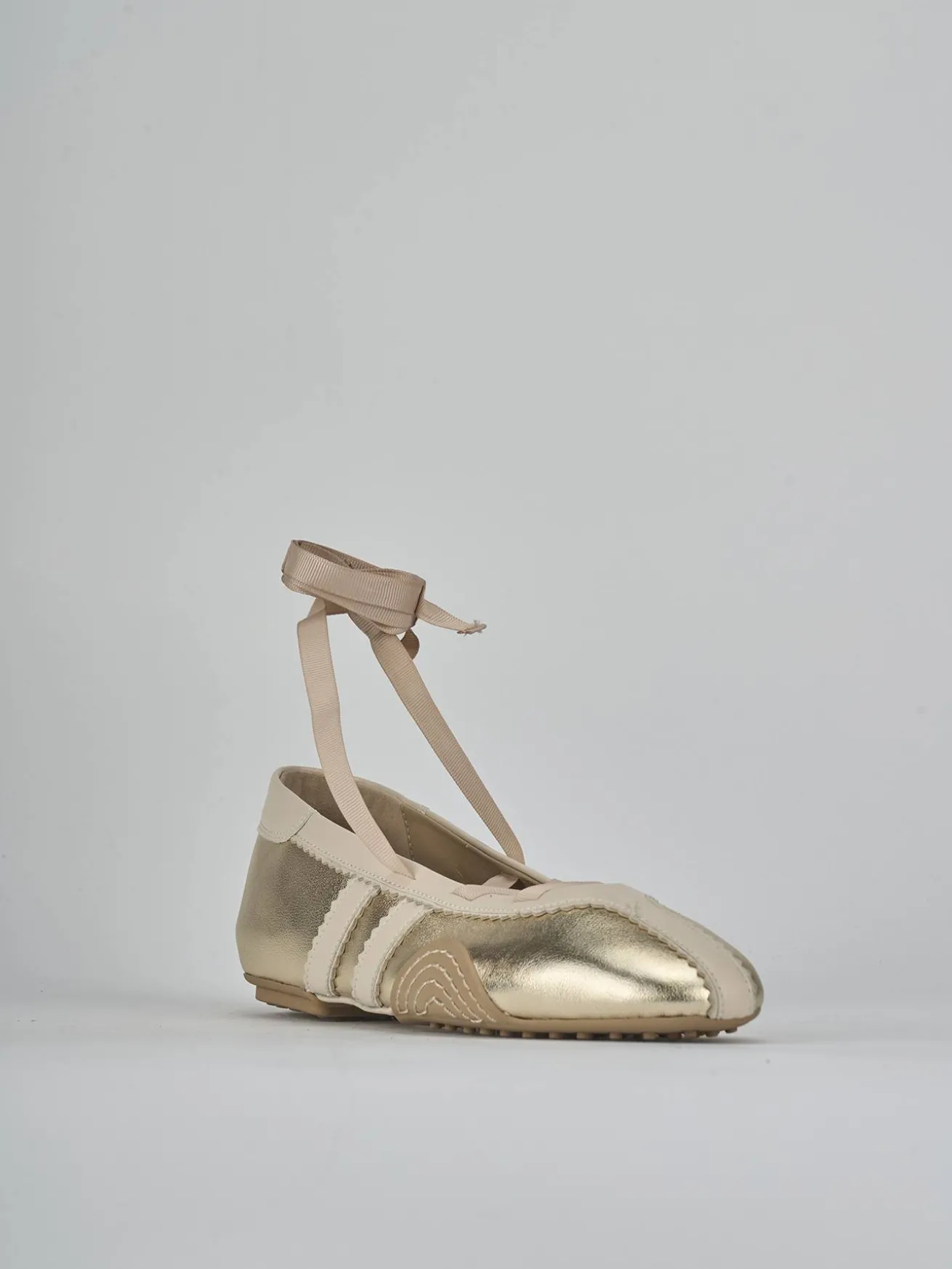 Ballerine tacco 1cm pelle oro