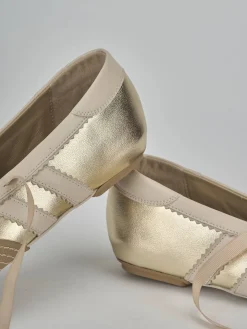 Ballerine tacco 1cm pelle oro