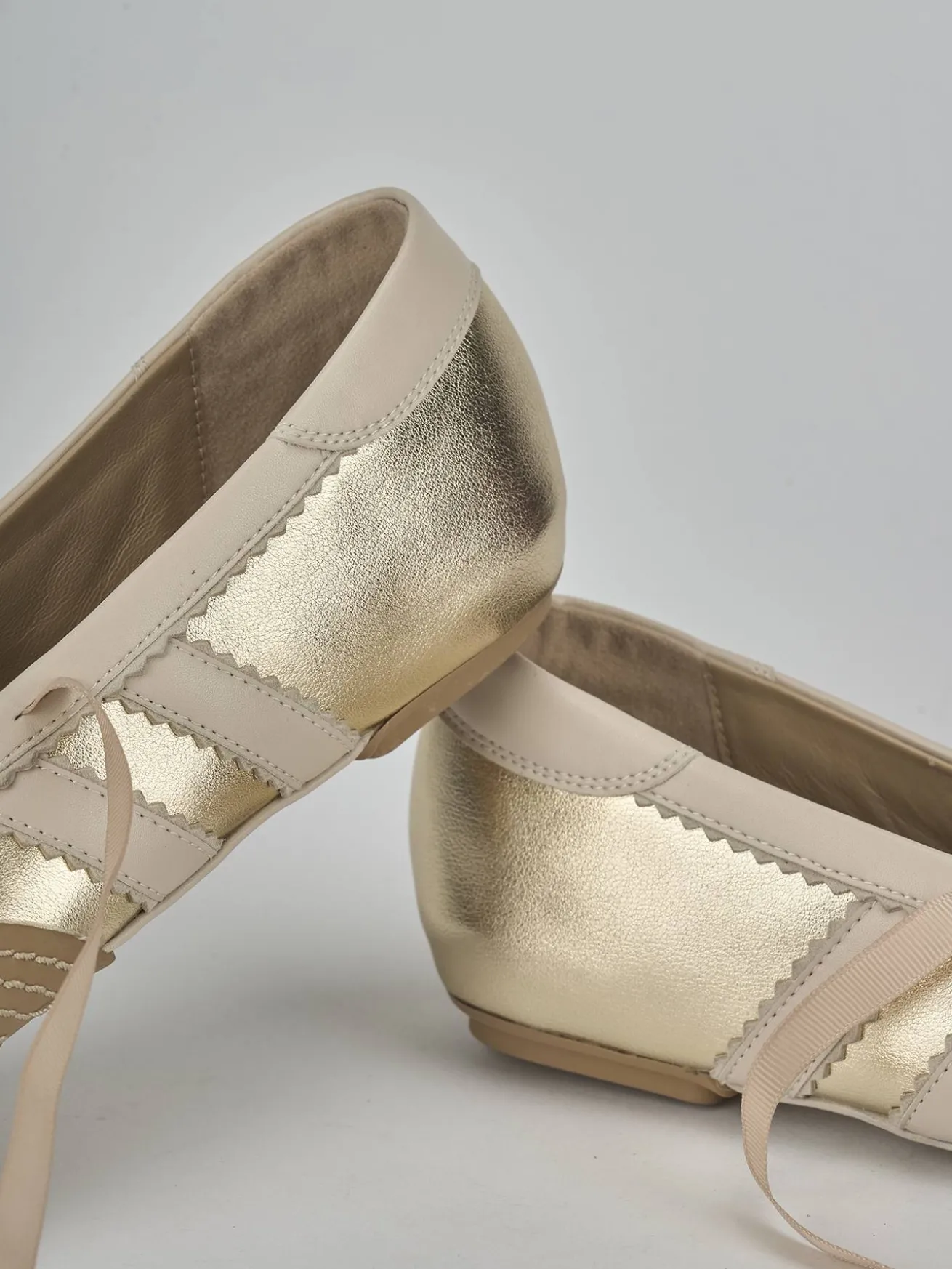 Ballerine tacco 1cm pelle oro