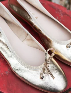 Ballerine tacco 1cm pelle oro