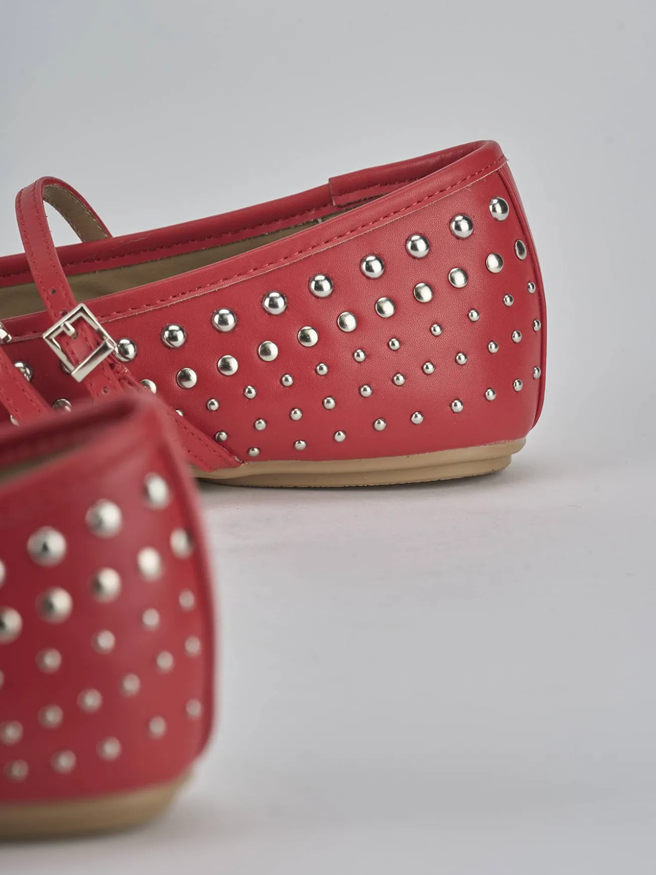 Ballerine tacco 1cm pelle rosso