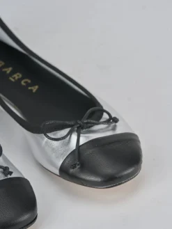 Ballerine tacco 1cm pelle argento