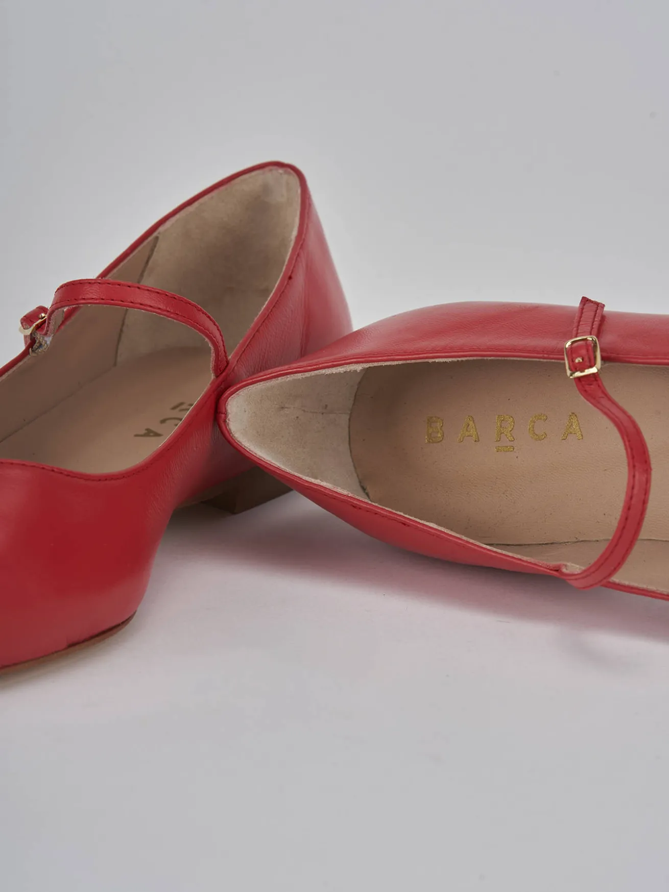 Ballerine tacco 1cm pelle rosso
