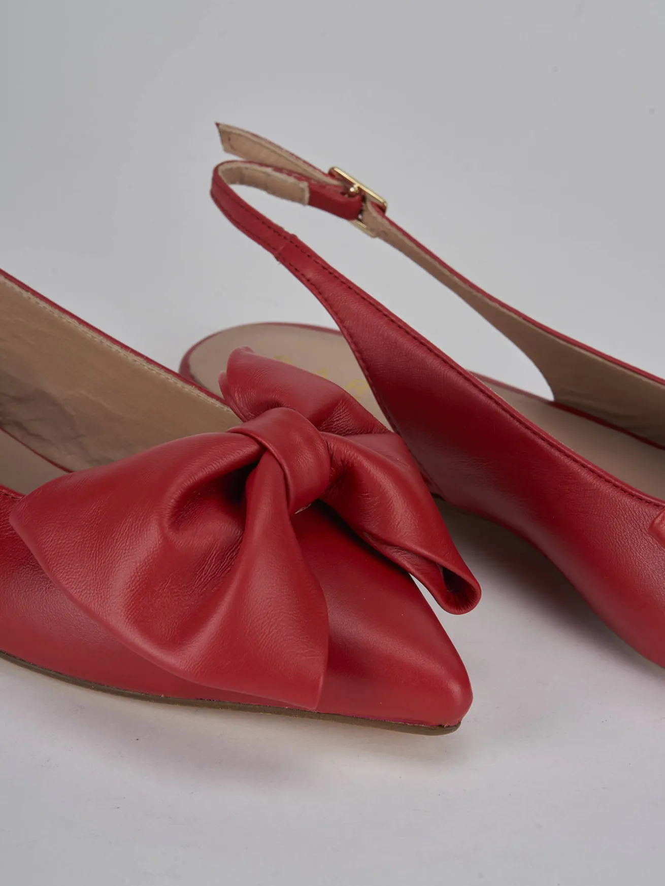 Ballerine tacco 1cm pelle rosso
