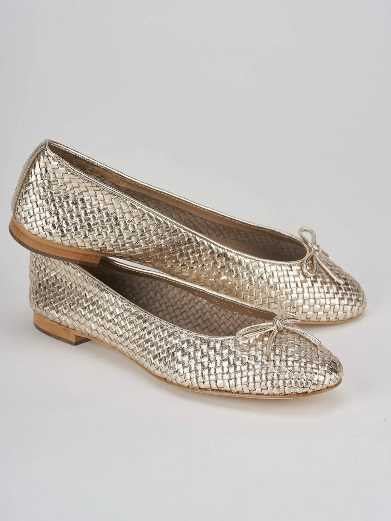 Ballerine tacco 1cm pelle oro