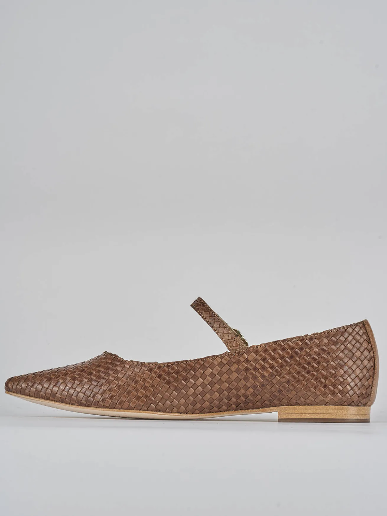 Ballerine tacco 1cm pelle marrone