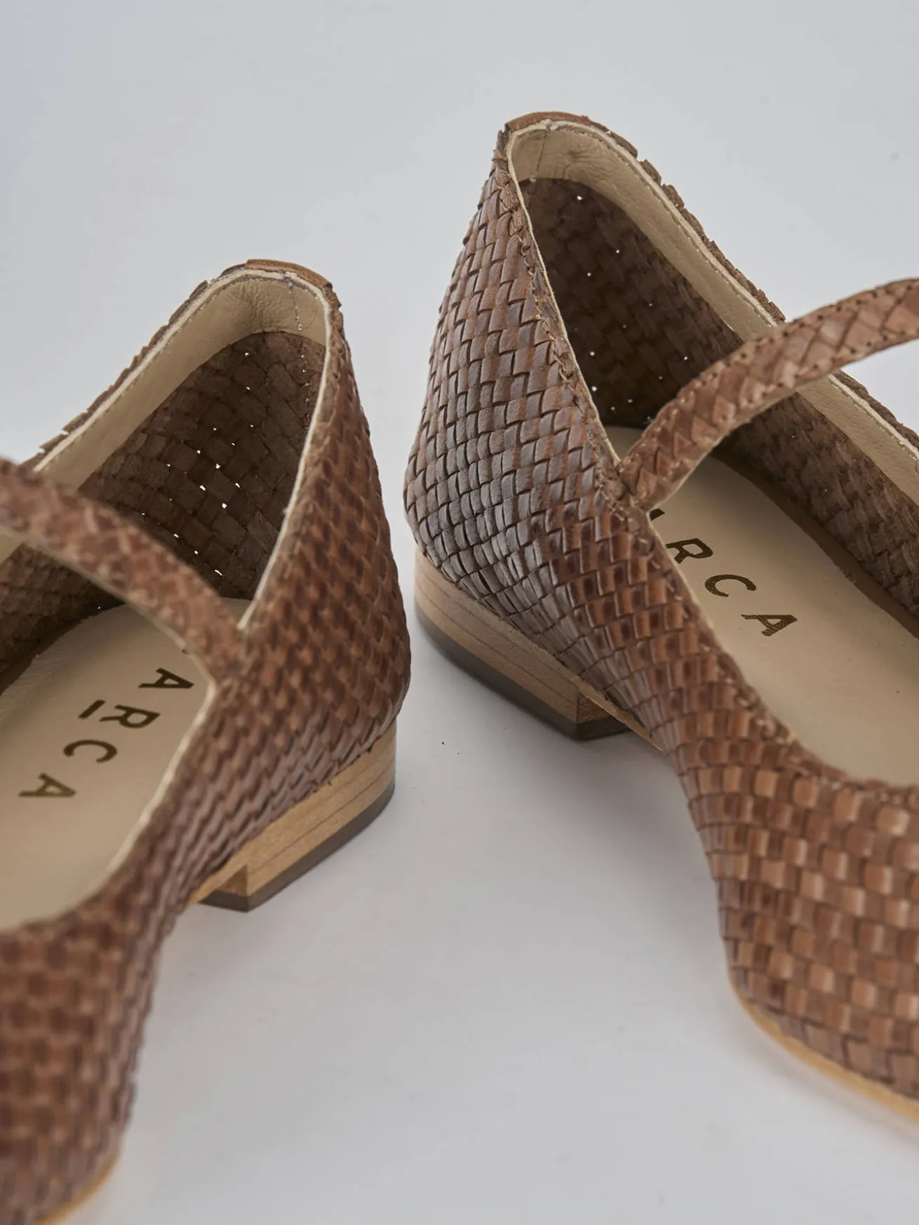 Ballerine tacco 1cm pelle marrone