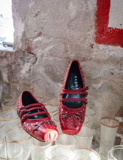 Ballerine tacco 1cm pelle rosso