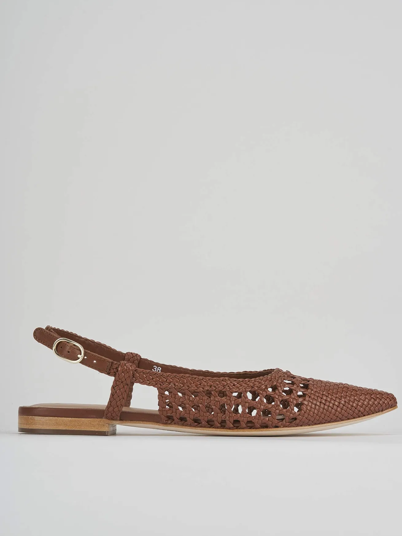 Ballerine tacco 1cm pelle marrone