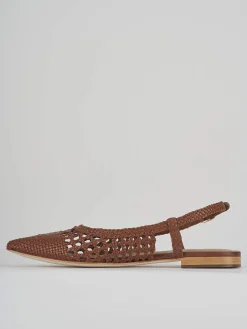 Ballerine tacco 1cm pelle marrone