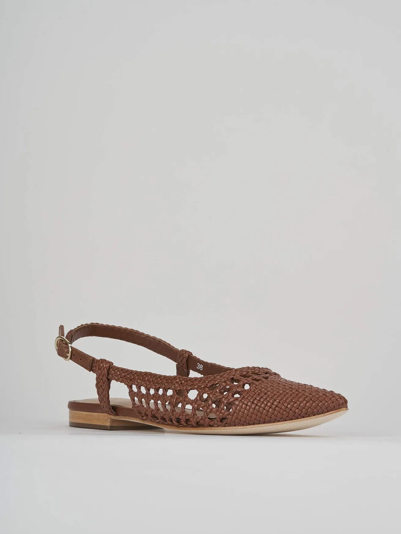 Ballerine tacco 1cm pelle marrone