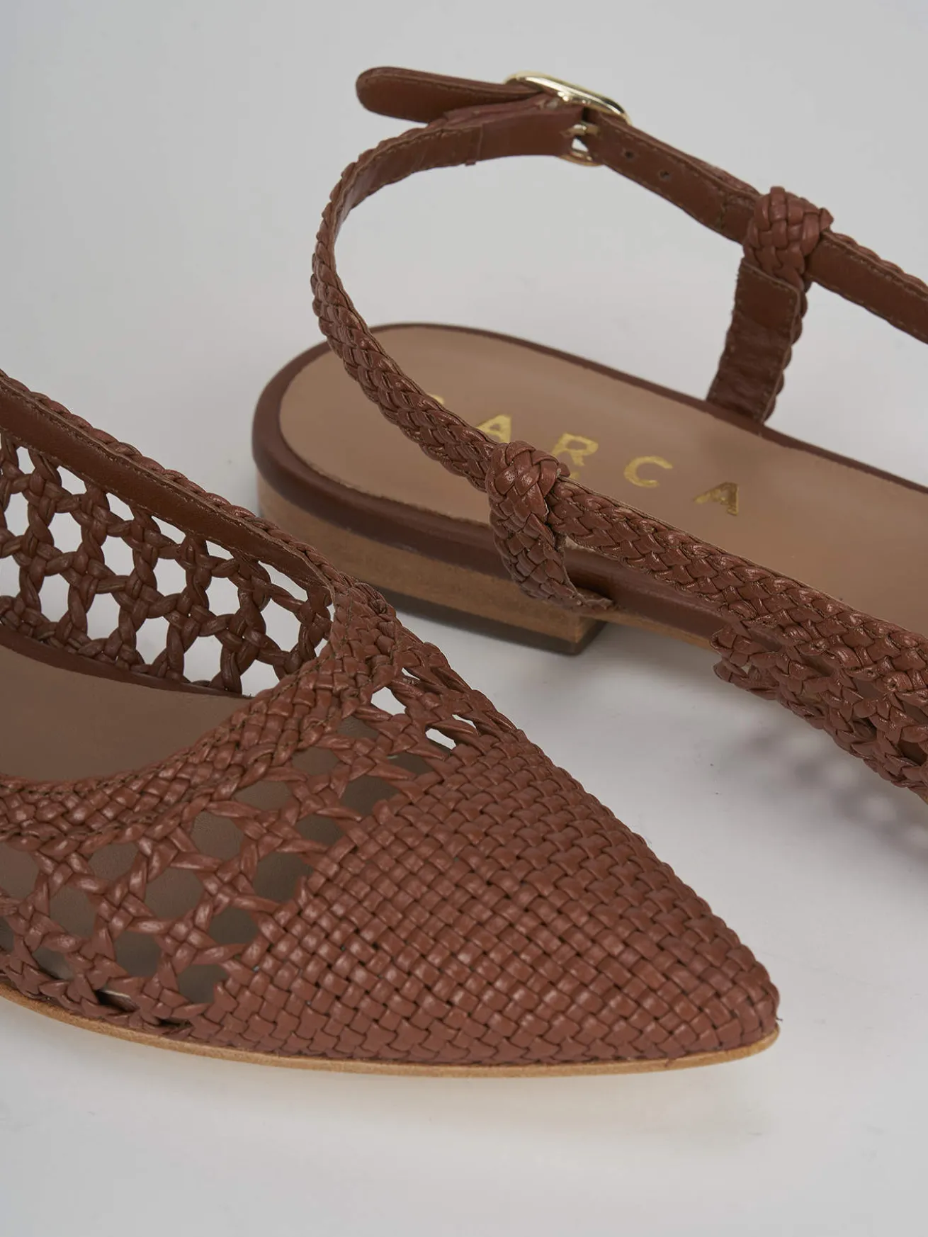 Ballerine tacco 1cm pelle marrone