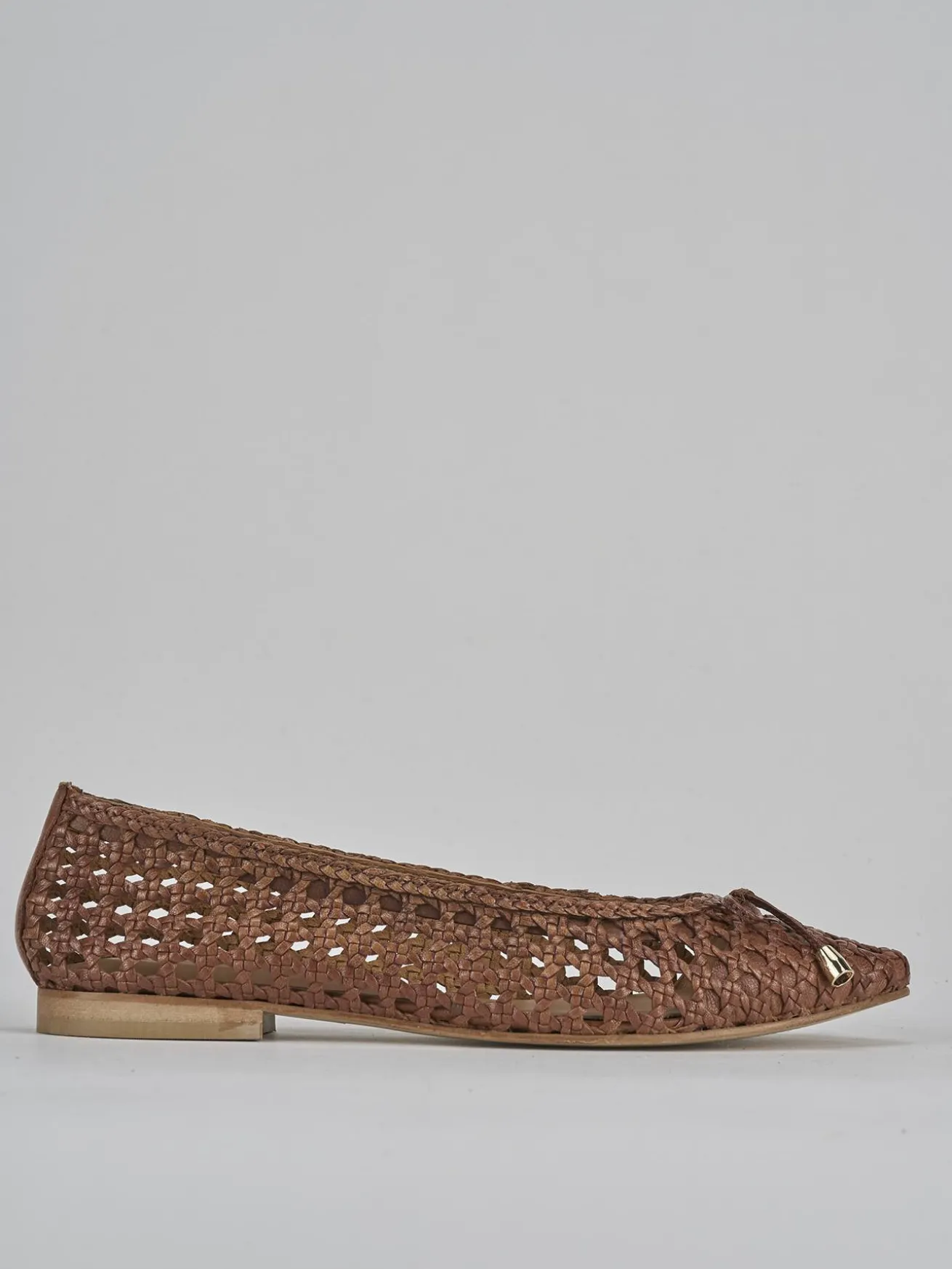 Ballerine tacco 1cm pelle marrone