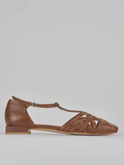 Ballerine tacco 1cm pelle marrone