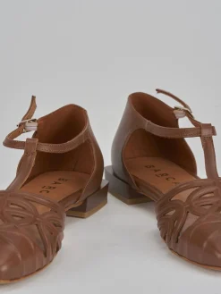 Ballerine tacco 1cm pelle marrone